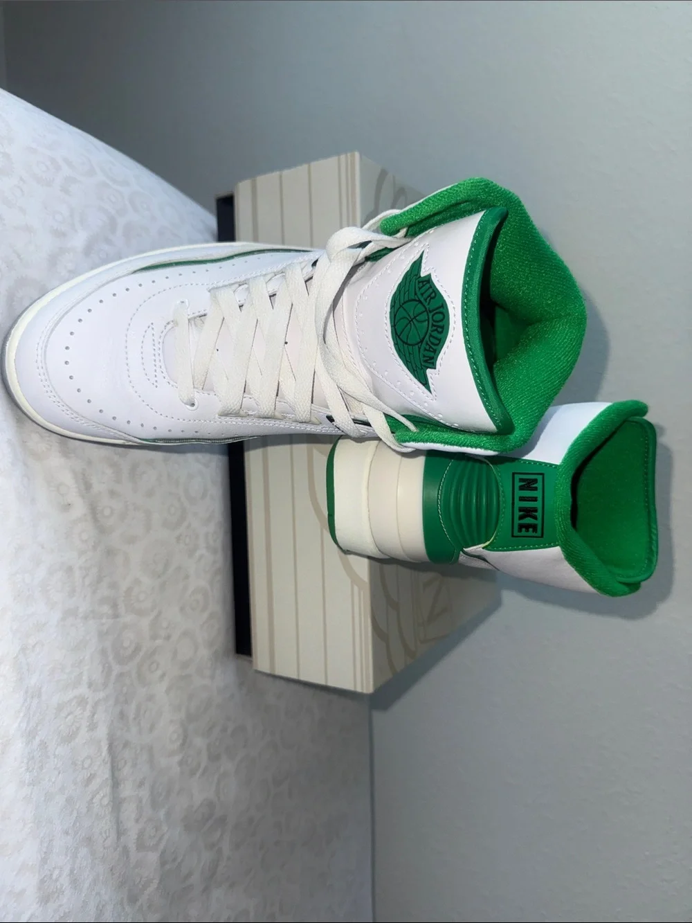Jordan 2 Retro White Green High-Top Sneakers